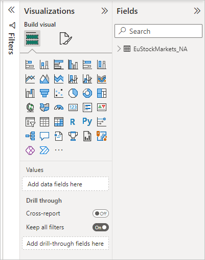 Screenshot of the Fields pane, showing the loaded data.