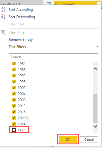 Screenshot shows Text Filters in the context menu where you can remove entries.