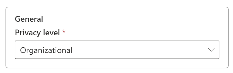 Capture d’écran du paramètre de niveau de confidentialité pour la source de données SQL.