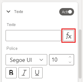 Screenshot of the Text pane, highlighting the Conditional formatting button for the button text.