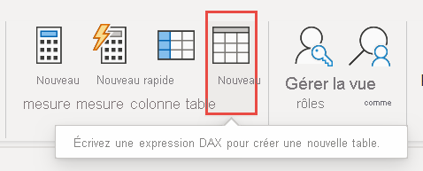 Capture d’écran de l’icône Nouvelle table.