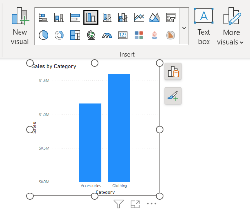 Screenshot of how to insert a visual from the Visual gallery.