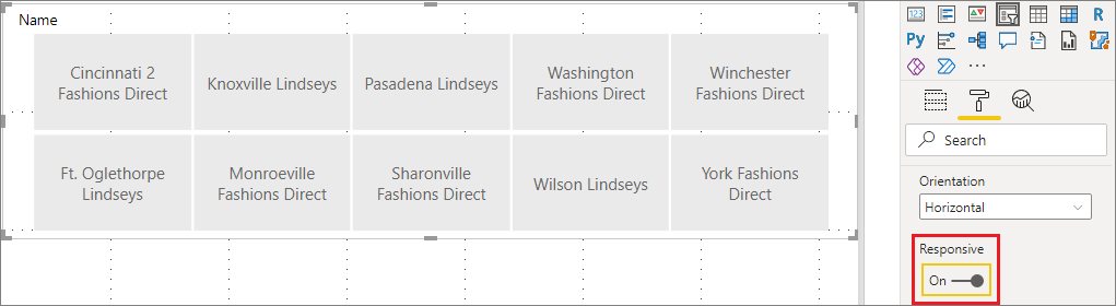 Screenshot shows the slicer is now responsive in Power BI service.