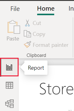 Capture d’écran montrant l’icône Rapport, utilisée pour ouvrir la vue Rapports.
