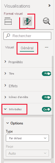 Capture d’écran montrant les options d’info-bulle dans lesquelles vous pouvez sélectionner le type d’info-bulle d’un visuel.