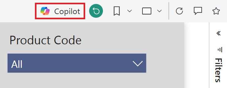Capture d’écran du menu de la barre d’actions et du Copilot bouton.