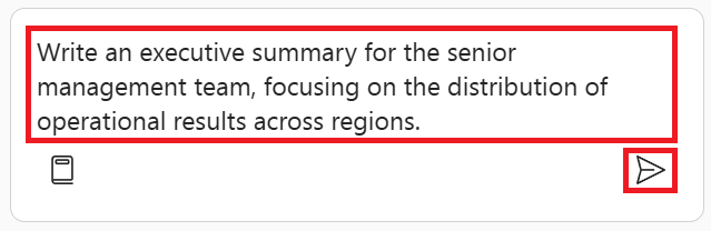 Capture d’écran de l’entrée Copilot de texte et demande d’un résumé.