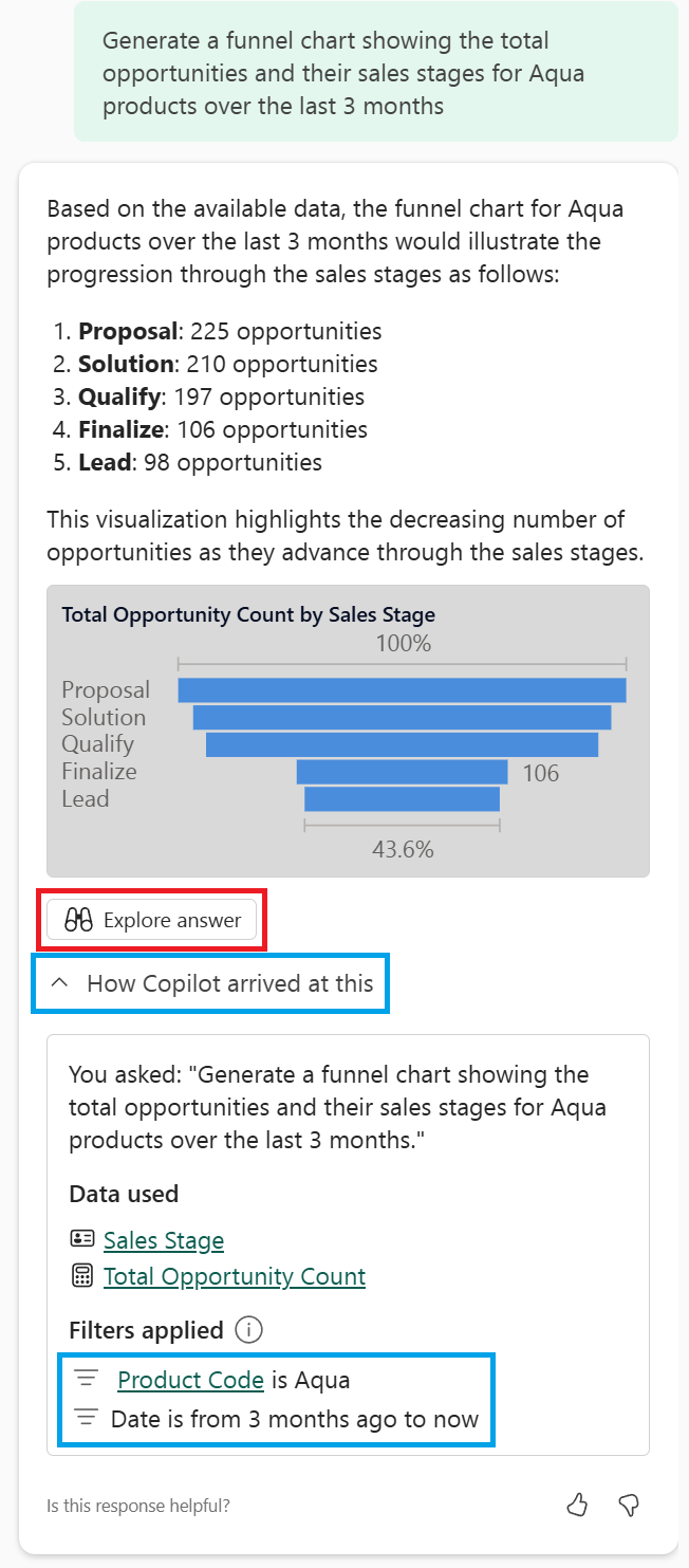 Capture d’écran de la Copilot réponse et du visuel généré.