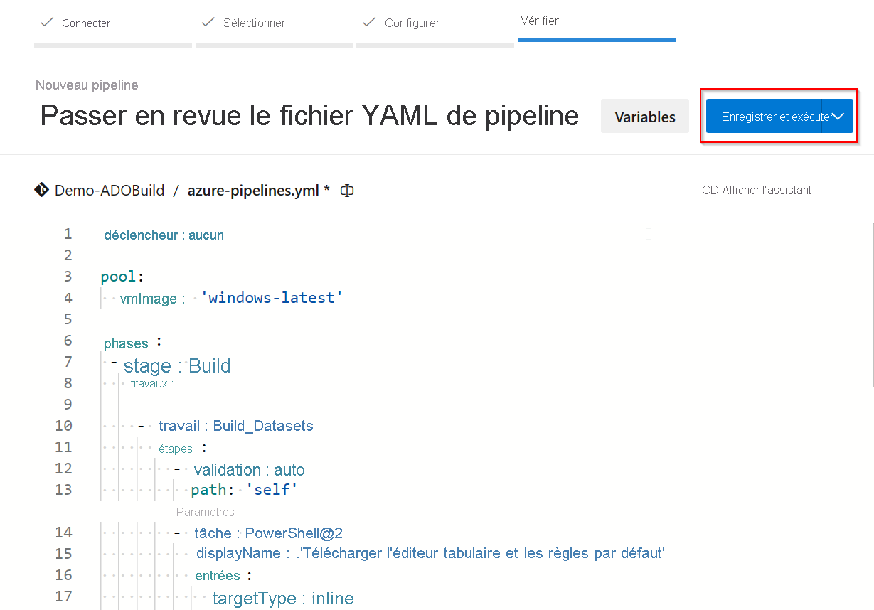 Capture d’écran d’une révision du code YAML.