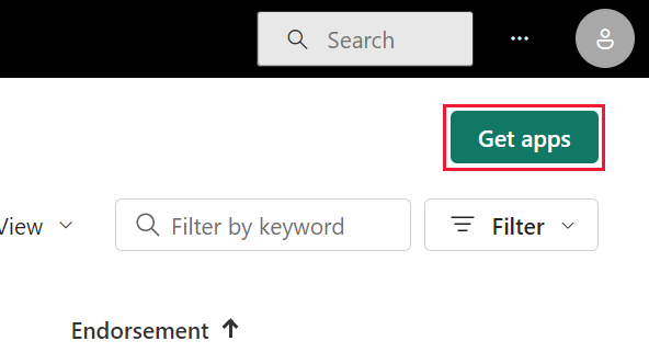 Capture d’écran de la page Applications avec le bouton Obtenir des applications décrit.