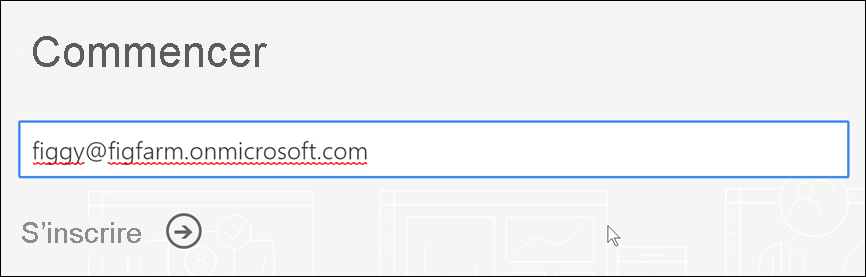 Capture d’écran du service Power BI montrant une invite à entrer une nouvelle adresse e-mail.