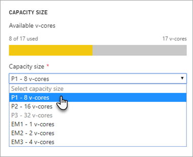 Tailles de capacité Premium disponibles