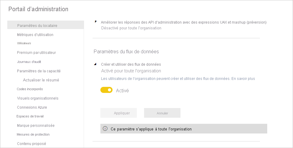 Admin portal for dataflows in Power BI premium