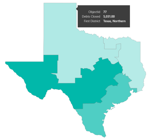Capture d'écran de la carte de forme du Texas.