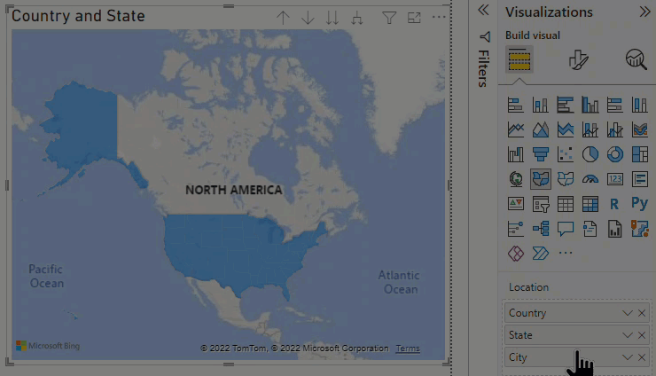 Capture d’écran de la création d’une hiérarchie géographique pour les cartes.