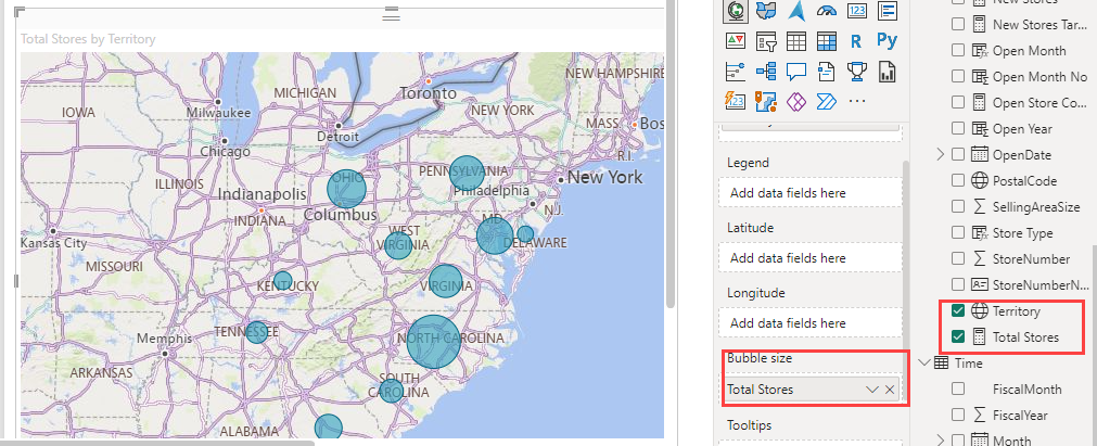 Screenshot that shows a map chart.