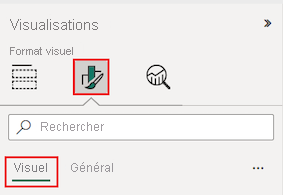 Screenshot that shows how to access the Format Visual section of the Visualizations pane.
