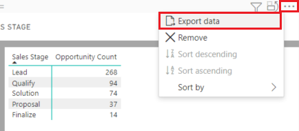 Capture d’écran de l’option Exporter des données dans le menu Autres actions.