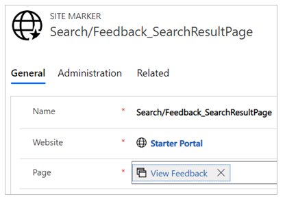 Valeur de la page de résultats Feedback_SearchResultPage