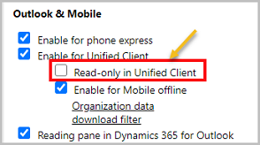 Paramètre pour rendre une entité en lecture seule dans Unified Client.