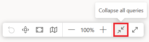 Bouton Développer tout/Réduire tout pour les requêtes dans le coin inférieur droit du volet de la vue de diagramme, en regard des options de disposition.