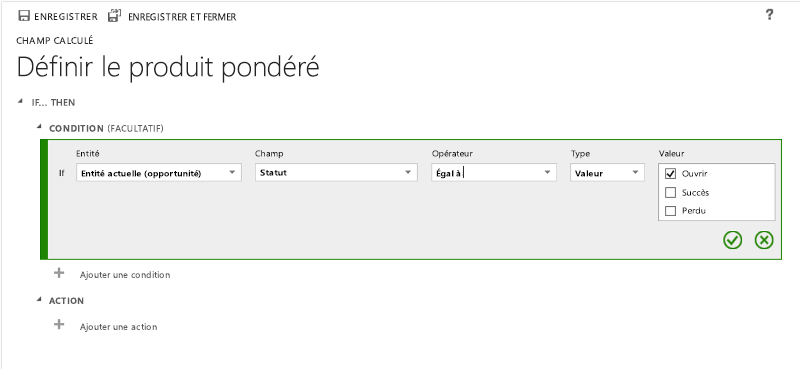 Définir le revenu pondéré dans Dynamics 365.