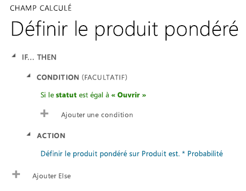 Revenu pondéré vers revenu revenu dans Dynamics 365.