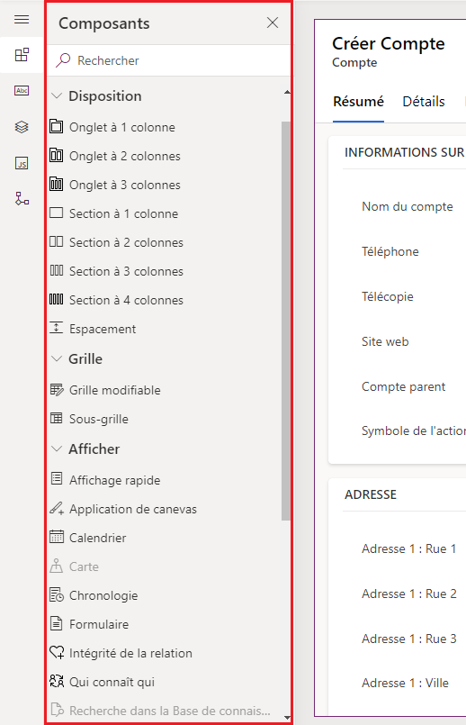 Volet Composants Volet Composants.