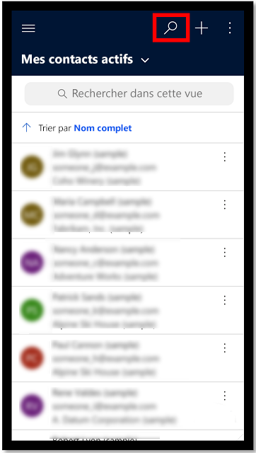 Sélectionner le bouton de recherche Sélectionner le bouton de recherche.