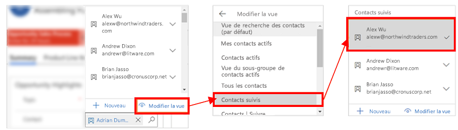 Modifier la vue des types de contacts Modifier la vue des types de contacts.