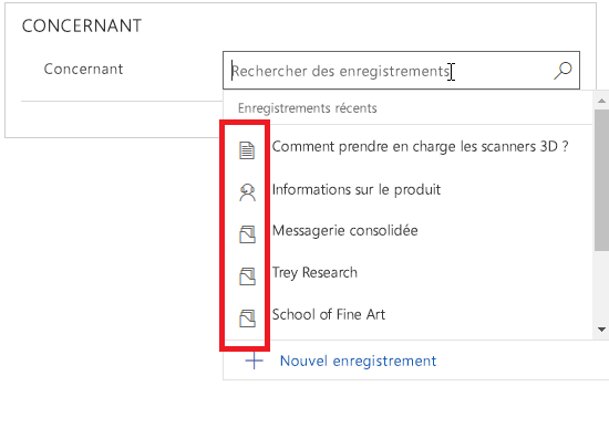 Les colonnes de recherche affichent une image Les colonnes de recherche affichent une image.