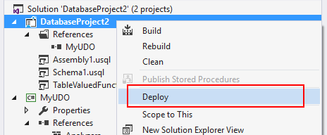 Data Lake Tools pour Visual Studio - Déployer un projet de base de données U-SQL