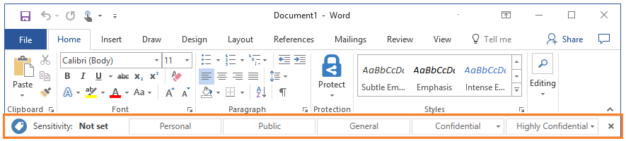 Azure Information Protection bar example