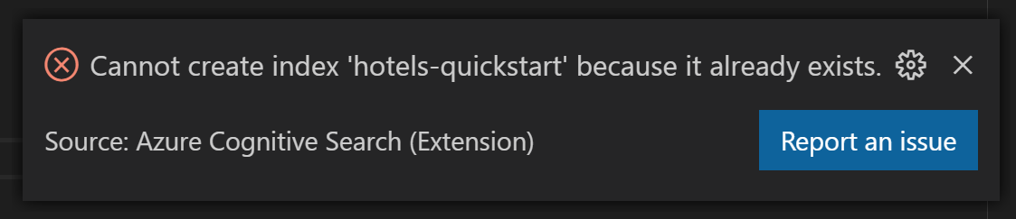 Créer un message d’erreur d’index