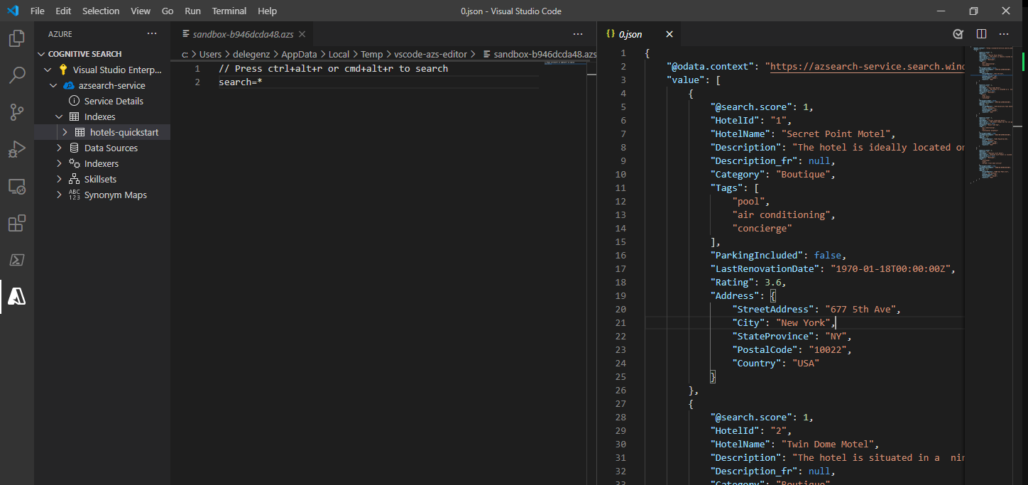résultats de recherche dans l’extension