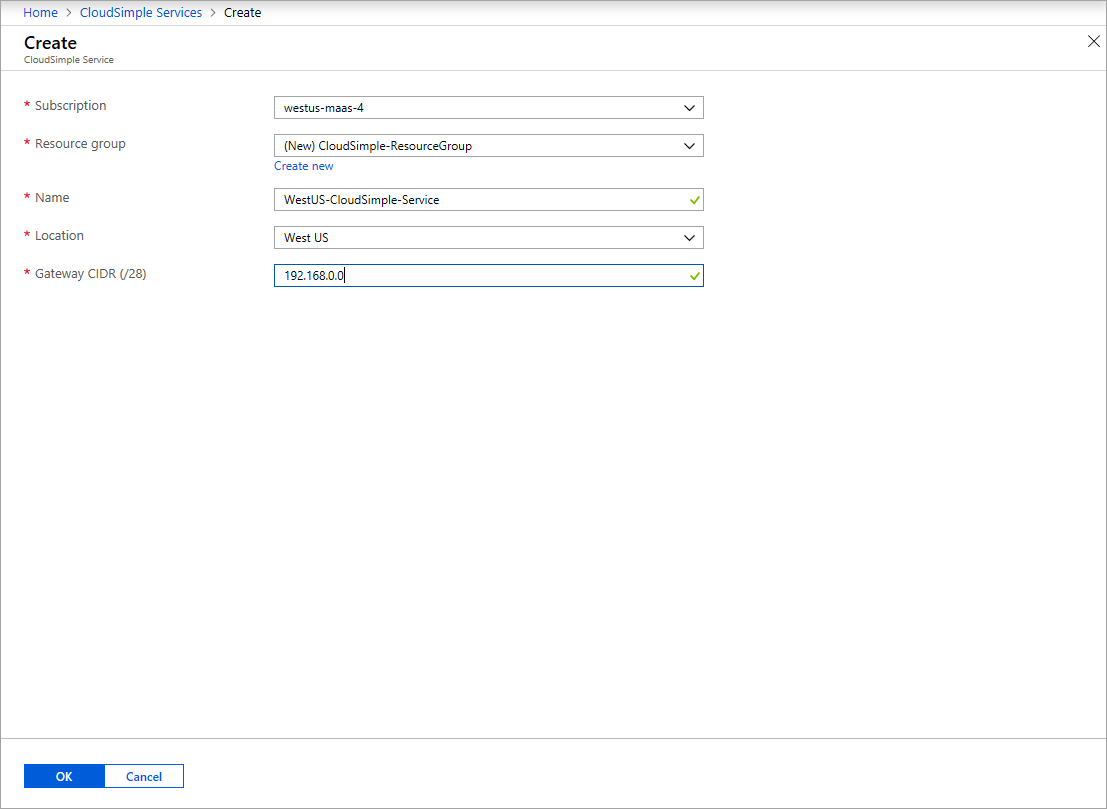 Création du service CloudSimple