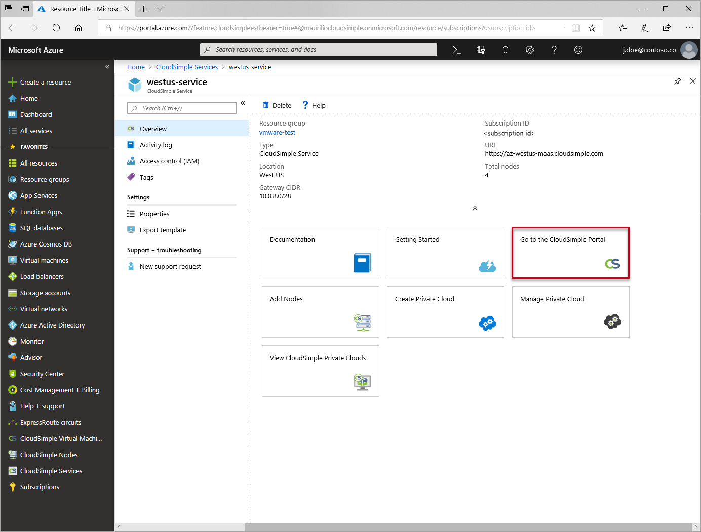 lancer le portail CloudSimple