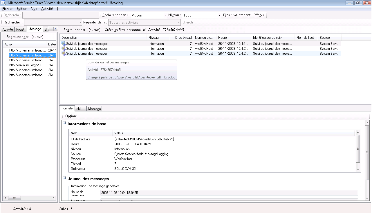 Utilisation du Trace Viewer