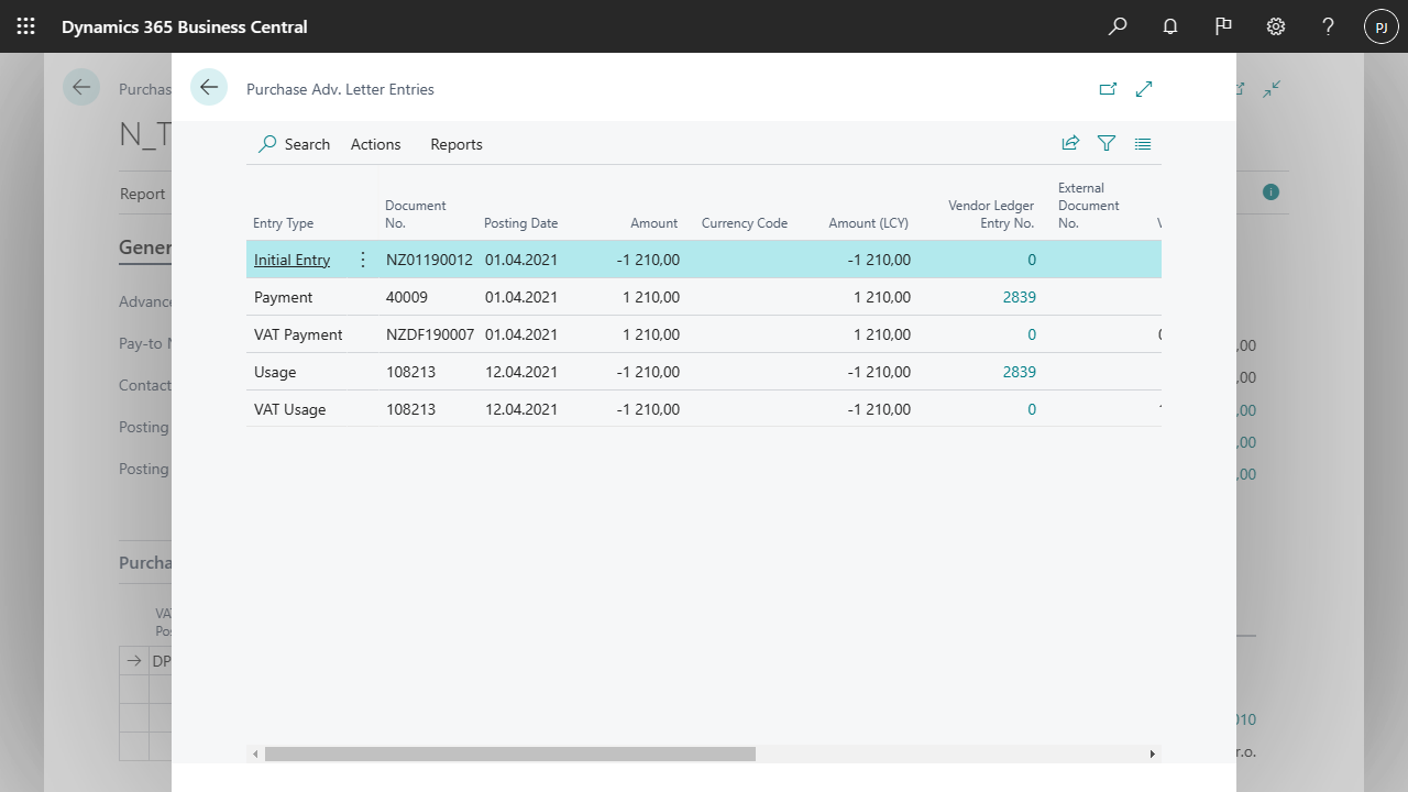 Écritures de lettre d’acompte d’achat.