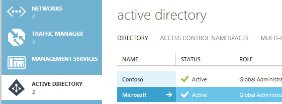 Liste des entrées Active Directory disponibles