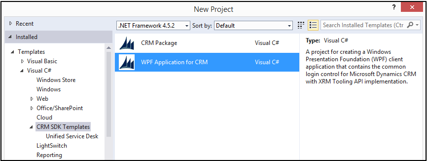 Modèle d'Application WPF pour CRM