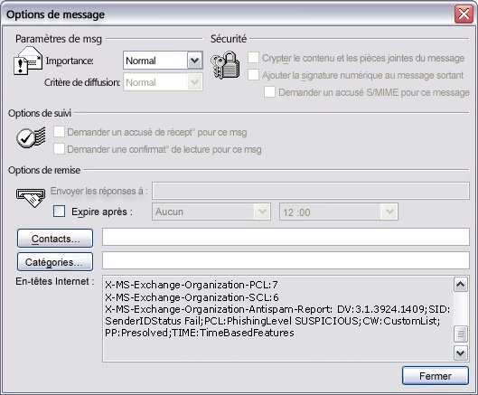 Affichage des cachets anti-courrier indésirable dans Outlook 2007
