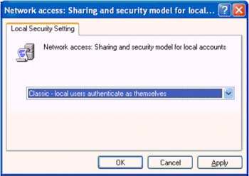 Sharing and security model for local accounts