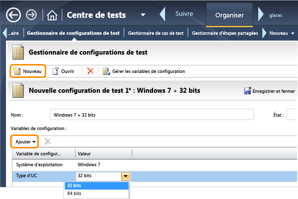 Définir les configurations sous la forme de combinaisons de valeurs.