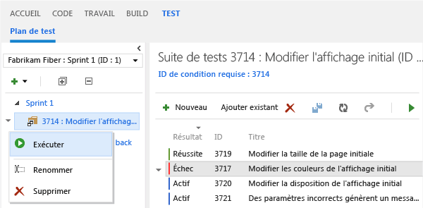 Sélectionner et exécuter tous les tests actifs dans une suite de tests