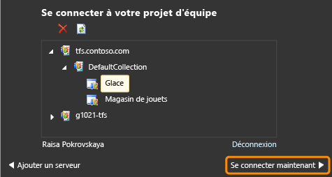 Développez le nom de serveur et choisissez un projet.