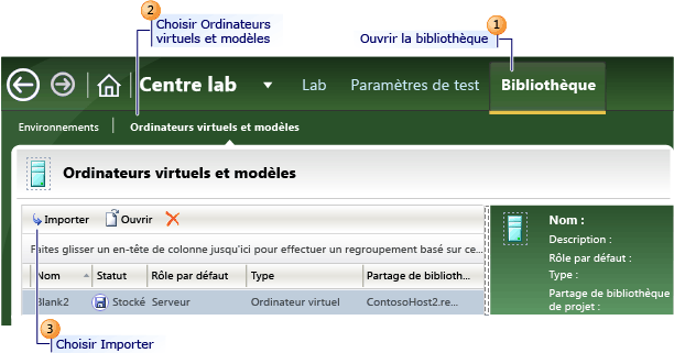 Étapes d'importation d'un ordinateur virtuel ou d'un modèle à partir de SCVMM