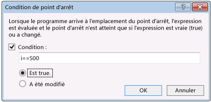 Breakpoint Condition dialog box