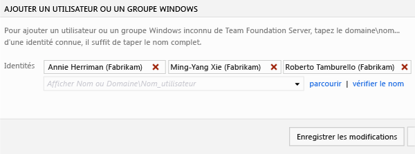 Noms de comptes dans Ajouter un utilisateur ou un groupe Windows