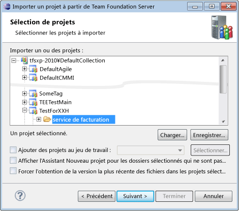 Importer un projet à partir de Team Foundation Server